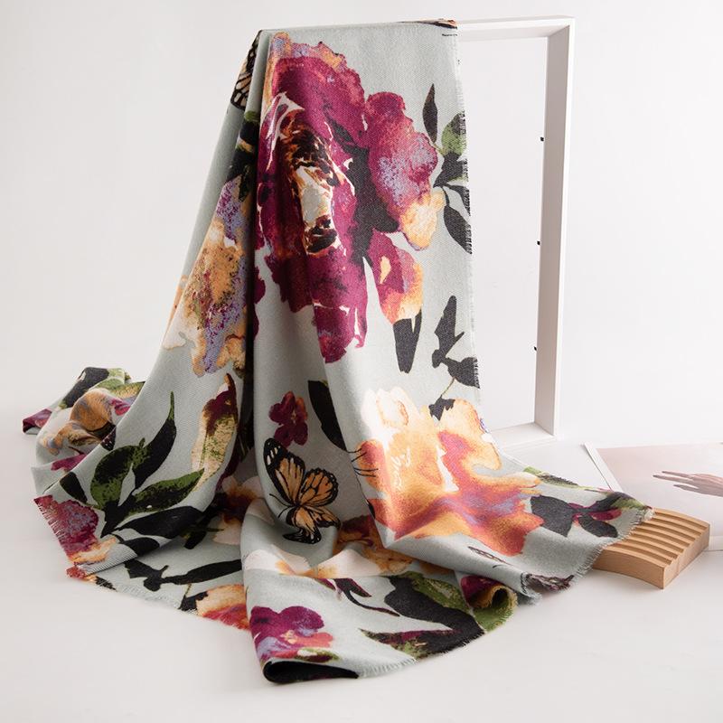 190*65cm High Quality Imitation Cashmere Scarf Autumn Winter Butterfly Printed Warm Shawl Women Gift