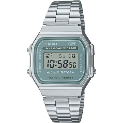 Цифровые наручные часы серии Vintage A168WA-3AY Мужские Женские Детские Серебристый Синий Зеленый