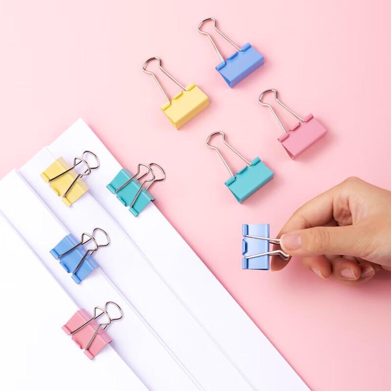Deli 32mm Colorful Binder Clips, 48-Count Barrel