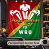 TapestryWales Rugby Custom Name Text Personalized Wall Hanging Tapestry Home Wall Decor