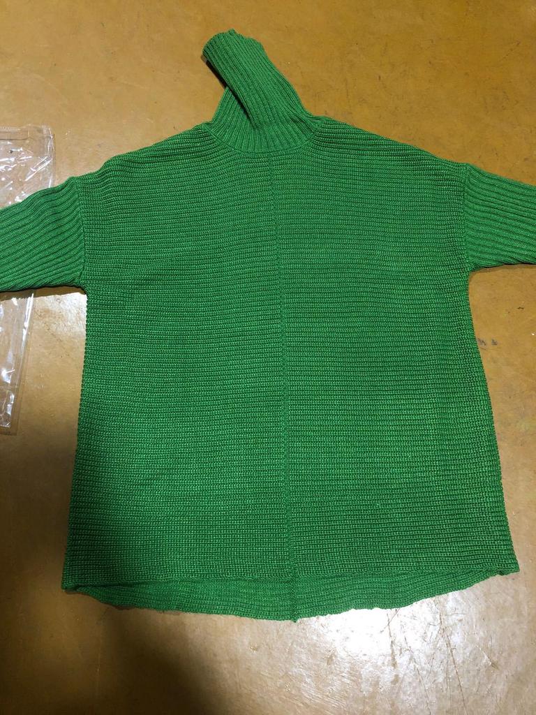 Women's Irregular Hem High Neck Pullover Long Sleeve Knit Sweater