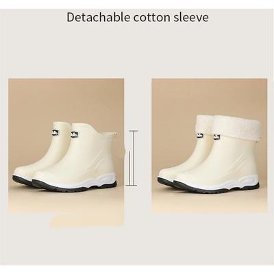 Удобные Повседневные Легкие Нескользящие Водонепроницаемые Износостойкие И Флисовые Короткие Резиновые Сапоги Для Дождя Для Пары