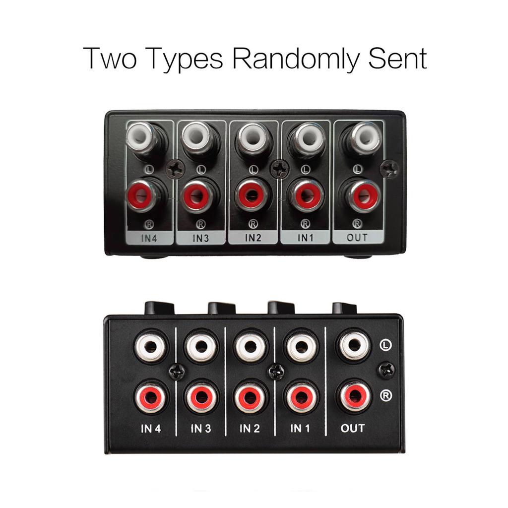 Мини стерео аудиомикшер с 4 RCA входами, раздельными регуляторами громкости, цельнометаллическим корпусом