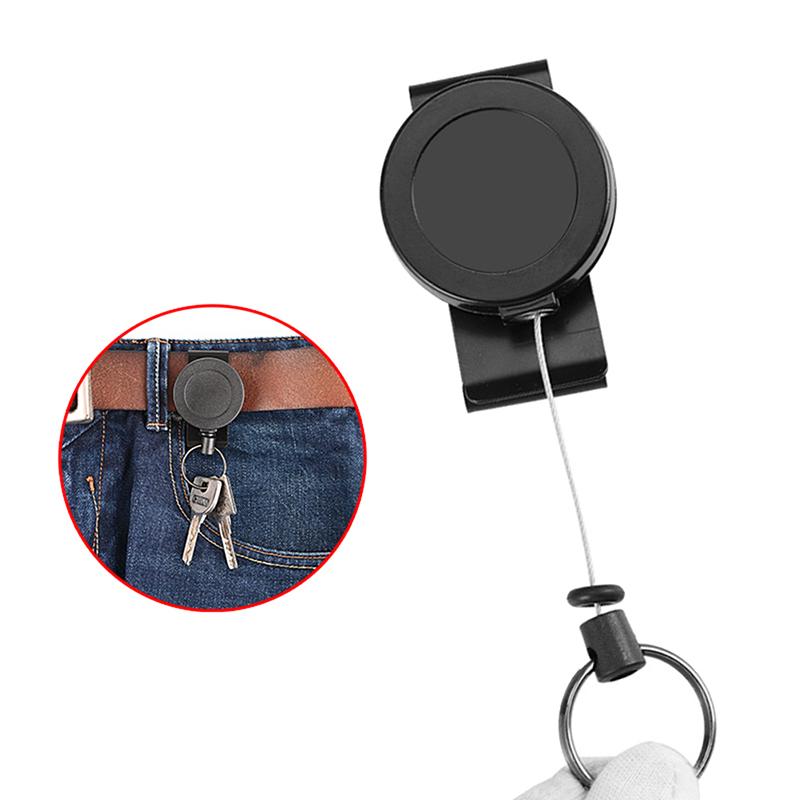 Retractable Pull Chain Reel Id Card Badge Keychain Holder Recoil Belt Clip