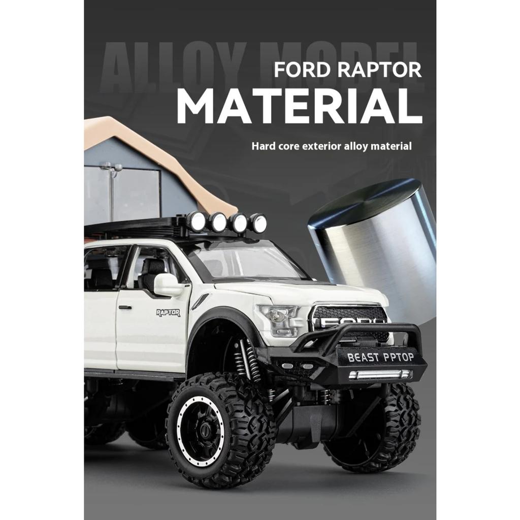 Масштаб 1/24 Ford F150 Кемпинг Дом на колесах Сплав Металл Литой Внедорожный Пикап Модель Машины Звук и Свет Украшения Подарки для Ребенка Парня Подарок