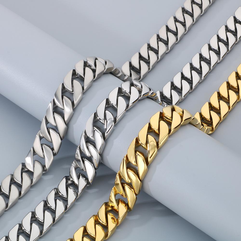 Men's Stainless Steel Cuban Link Chain Necklace Hip Hop 20MM Width Rope Choker for Man Punk Rock Gothic Streetwear Jewelry Gift