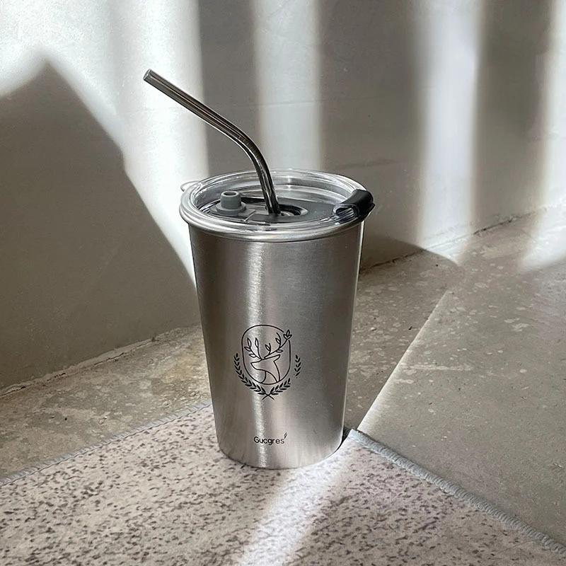 Промышленный стиль 304 нержавеющая сталь бытовые пивные кружки антикапельные чашки простые сетчатые красные кофейные чашки соломенные чашки быстрое охлаждение