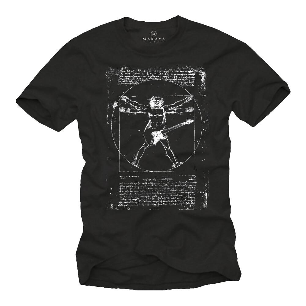 Vintage Rock Band Men's T-Shirt with DA VINCI GUITAR - Men's Punk Music Shirt-