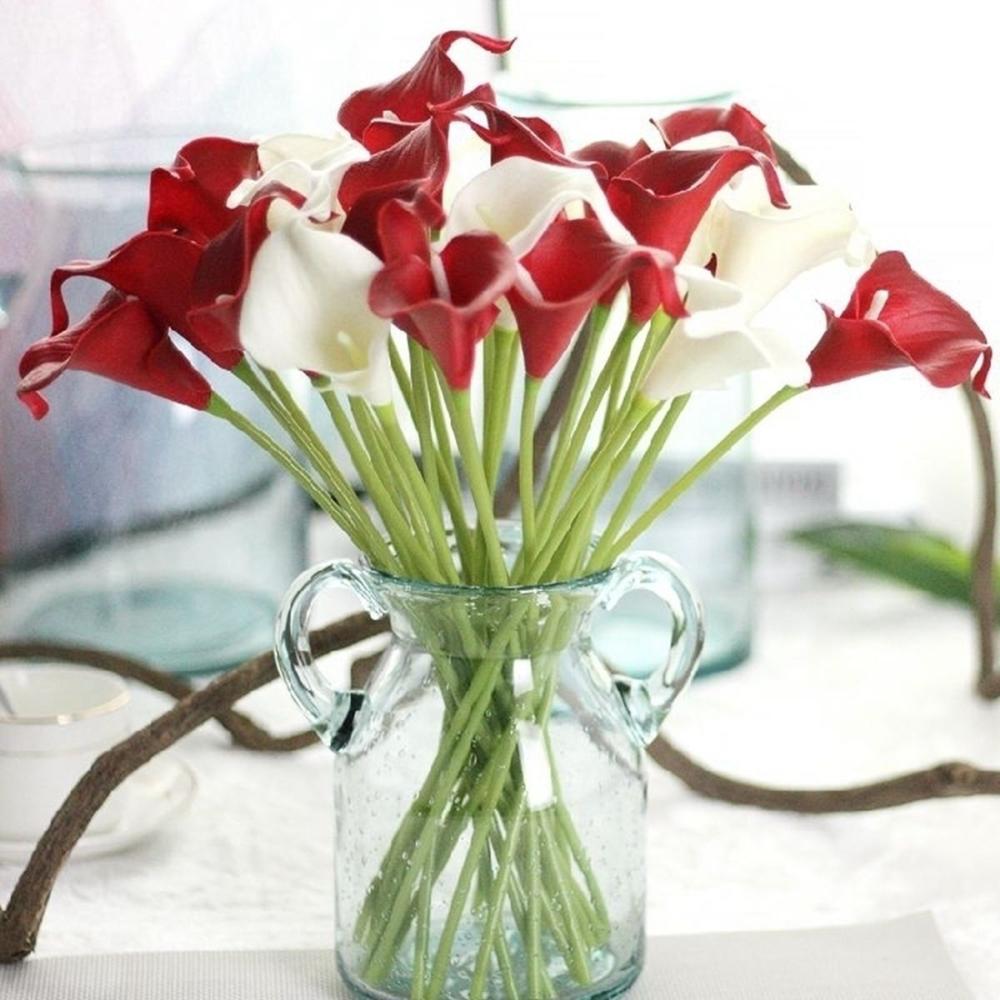 Дом Сад Элегантный Сделай Сам Свадебный Букет Реалистичный На Ощупь Искусственные Каллы Искусственные Цветы Шелковые Растения