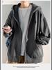 Men's Hooded Cardigan Sweatshirt - 2022 Autumn/Winter, Solid Color, Trendy Loose Fit, Sports Style, with Zipper.