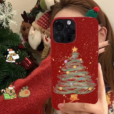 Чехол для телефона с рисунком рождественской елки, выполненным восковыми мелками, для iPhone 17 16 15 14 13 12 11 Pro Max XR XS MAX 7 8 PLUS Air INS Прозрачный чехол