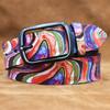 Original, Real Cowhide Retro Rainbow Color Graffiti Printed Belt, Personalized Retro Belt American Japanese And Korean Style