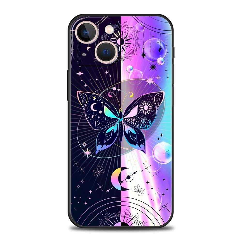 Роскошный мягкий чехол для телефона с кристаллами в виде бабочек для iPhone 13 15 14 12 11 Pro MAX XR X SE XS 7 8 Plus, силиконовый, черный, защитный