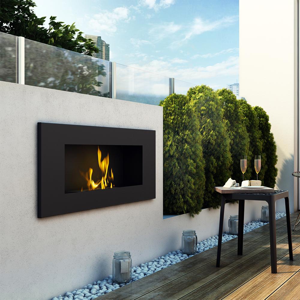 Wall mounted Bioethanol fireplace DELTA black TÜV