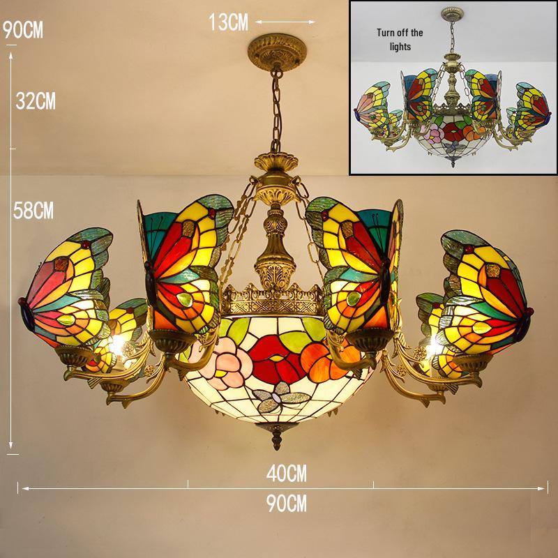 Ретро-европейская люстра Tiffany: Креативная лампа для гостиной, столовой, спальни, кофейни, клуба и виллы
