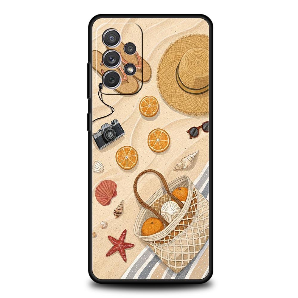 Летний пляжный чехол для телефона для Samsung Galaxy A55 A35 A15 A14 A13 A25 A54 A51 A71 A72 A73 A32 A52 A41 5G Мягкий ТПУ корпус Fundas Сумки