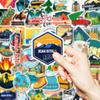 50 Sheets Of Outdoor Camping Theme Pp Waterproof Decorative Stickers Diy Mobile Phone Case Luggage Refrigerator