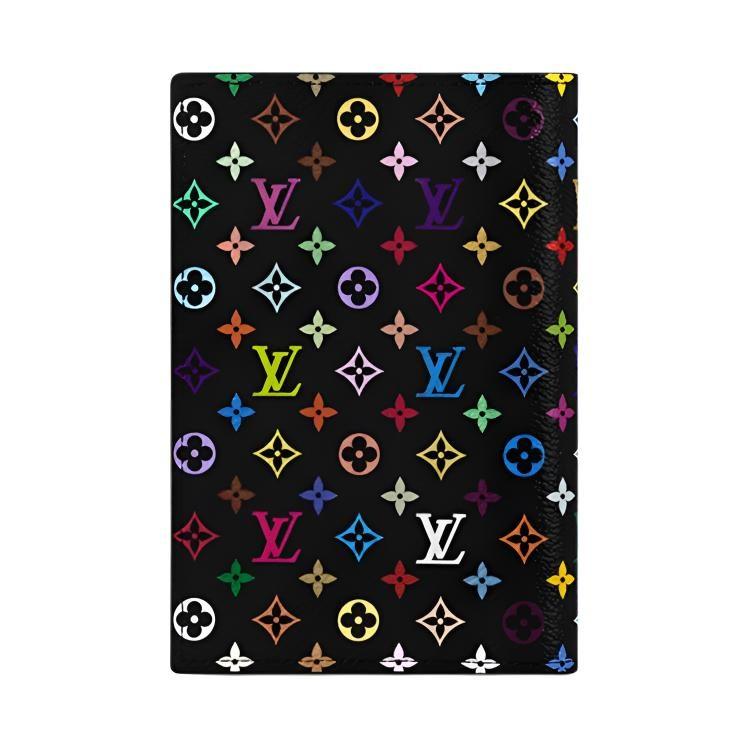 LOUIS VUITTON X Takashi Murakami Passport Cover Black Multicolored M13414