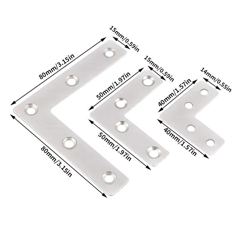 12pcs large medium small L-shaped corner bracket with right angles and fasteners suitable for tables chairs hardware accessories