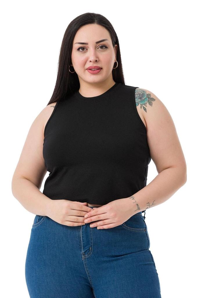 Женский стиль, боди большого размера, большие размеры, с круглым вырезом, без рукавов, укороченное боди из вискозы и норки