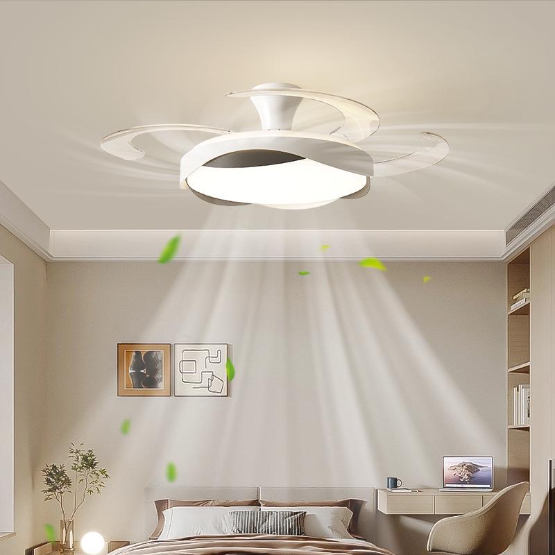 Современный потолочный вентилятор из орехового дерева с интеллектуальным преобразованием частоты для гостиной и столовой