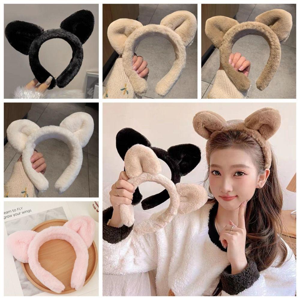 Мультяшная плюшевая повязка на голову, широкая плюшевая повязка на голову, простая повязка на голову с кошачьими ушками, вечеринка