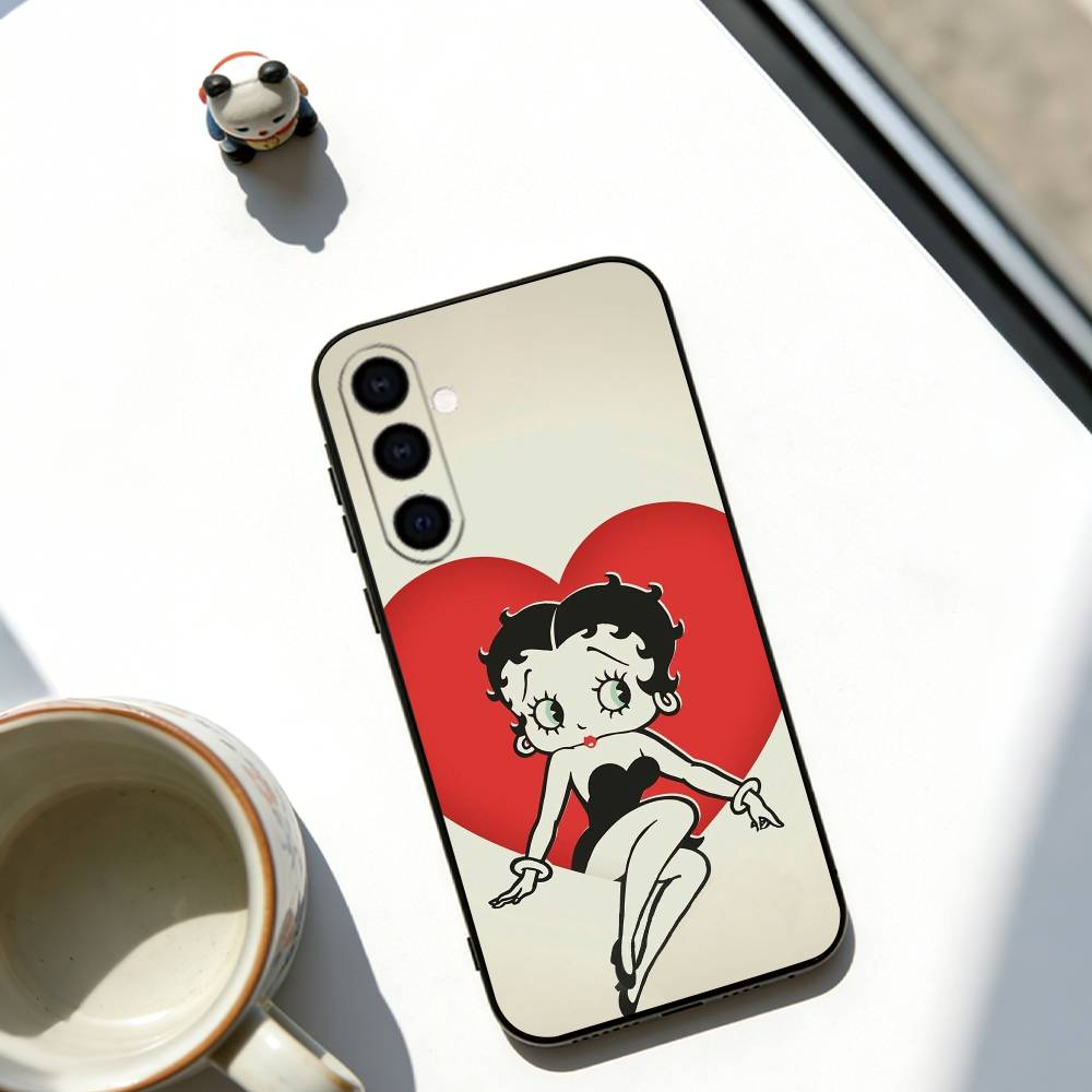 Мультяшный чехол для телефона Betty Boop, мягкий, черный, для Samsung Galaxy A73, A72, A71, A70, A53, A52, A51