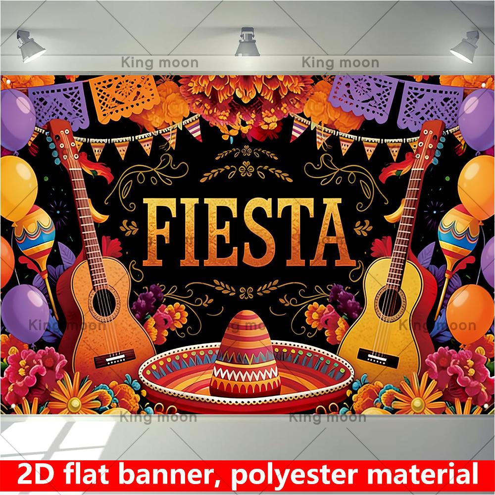 2D Flat Banner, 1 piece - Mexican banner, 180cm * 110cm / 70.8in * 43.3in, made of polyester materialDJH