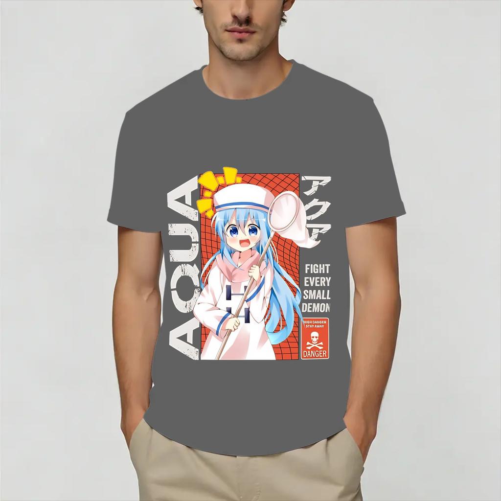Унисекс футболки Мегумин KonoSuba Повседневные футболки из чистого хлопка с коротким рукавом, круглая горловина, одежда 4XL 5XL 6XL