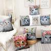 Cute Cat Print Pillowcase Modern Home Bedroom Living Room Sofa Cushion Cover 45x45cm Peach Skin Pillowcase