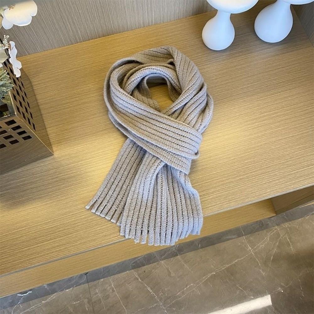 Windproof Neck Warmer Tassel Scarves Bib New Knitted Scarf  Autumn and Winter