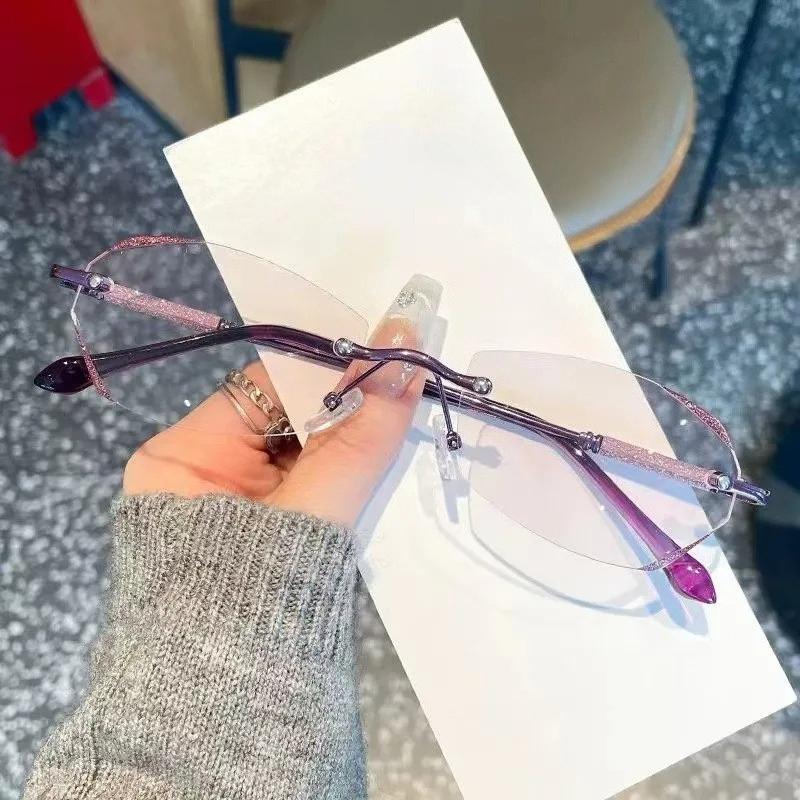 Женские безрамочные очки для чтения высокой четкости, блокирующие синий свет, винтажный стиль, ультралегкие и высококлассные