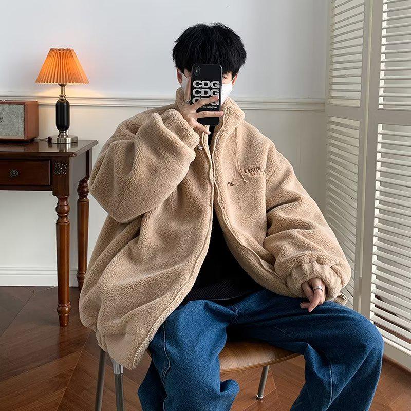 Men's Korean Style Loose Polar Fleece Jacket - Thickened Casual Autumn/Winter Trend