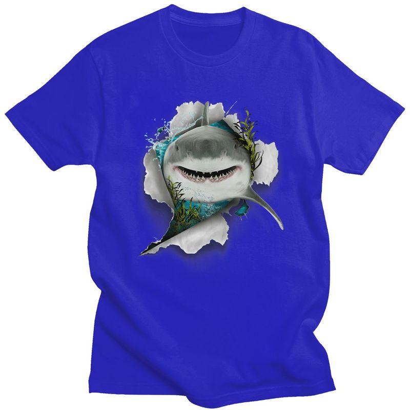 Shark Great White Shark TShirt Pure Cotton Tee Tops Streetwear O Neck Animal Lover Tshirts Casual Short Sleeve Clothing