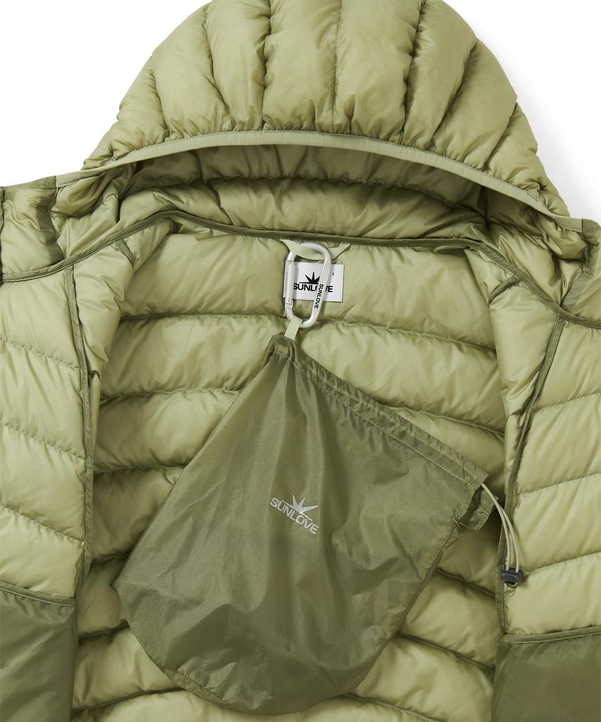 Sunlovetour Hooded Fly Light Down Jacket Khaki