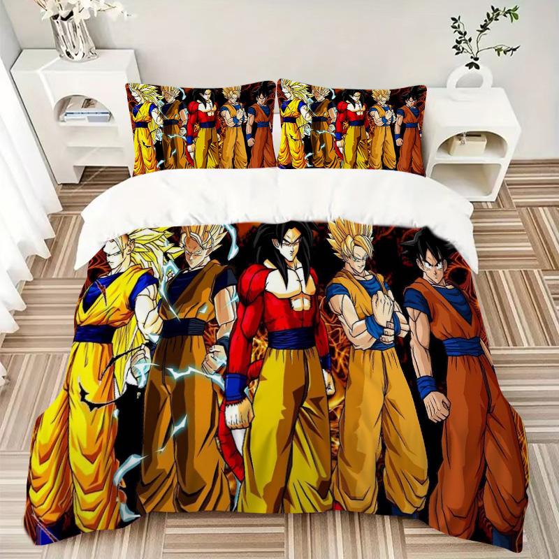 Набор постельного белья Dragon Ball Heroes Saiyan Power Print 3 шт. Пододеяльник с 2 наволочками Домашний Подарок на День Рождения