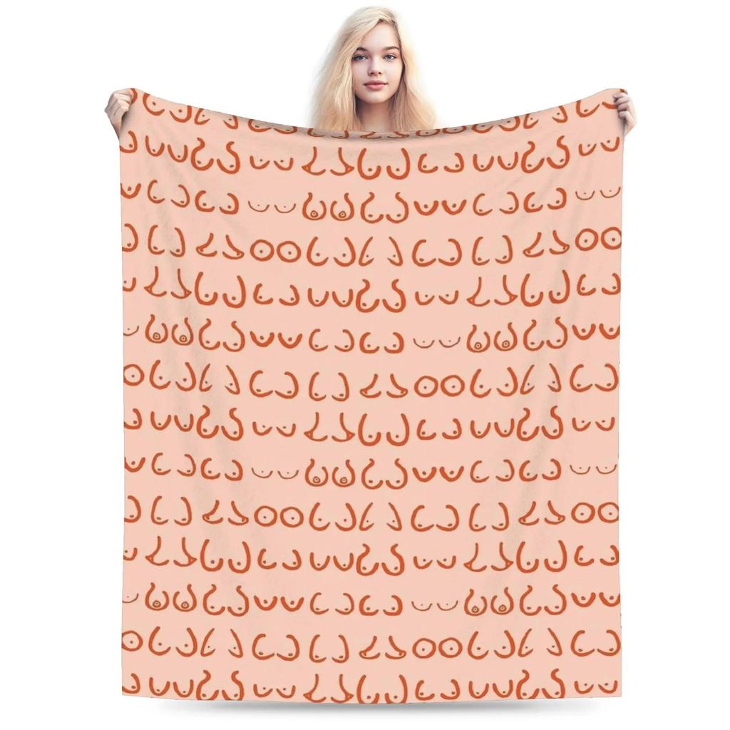 Midcentury Boobs Abstract Art Soft Warm Plush Throw Blanket for Adults Aesthetic Flannel Bedspread for Bedroom or Sofa Decor