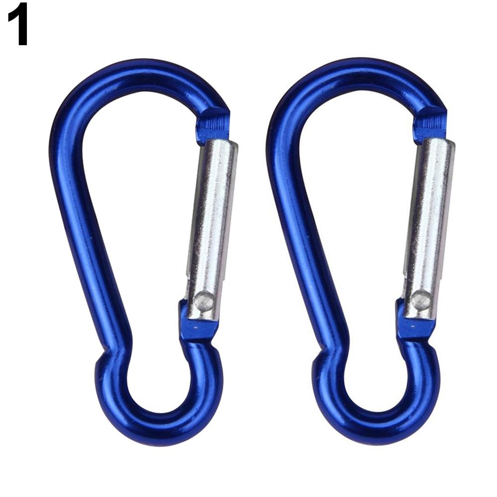 ZTTO 2Pcs Aluminum Alloy D Shaped Carabiner Spring Snap Clip Hooks Climbing Keychains