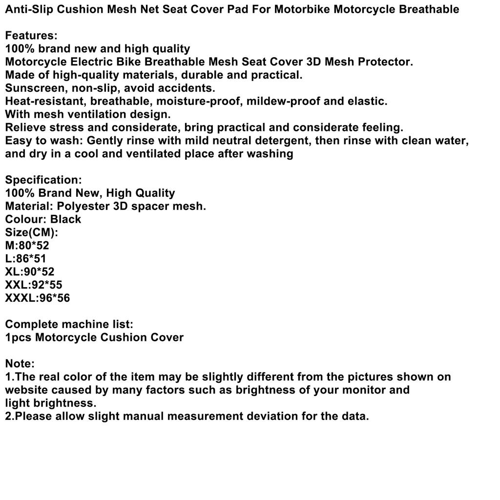 Heat-Resistant Net Seat Mesh Cover Universal L For Motorcycle Scooter Motorbike