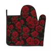 Rose Heat Resistant Oven Mitts and Pot Holders Sets Oven Gloves for BBQ Cooking Baking Grilling