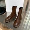 Мода 2024 года, осень, женские ботильоны, туфли на платформе, водонепроницаемые ботинки из искусственной кожи, женские белые короткие ботинки на плоской подошве с круглым носком, Botas De Mujer