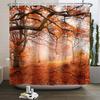 Осенний лес Натуральная сцена Занавеска для душа для ванной Осенний клен Растения Сельский пейзаж Тыква Водонепроницаемая занавеска для душа