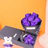Ribbon Bow Rose Bouquet Gift Box With Bear Doll Simulated Rose Bundle  Women's Day