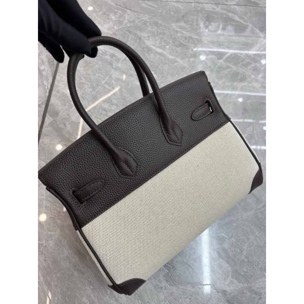 2026 новый первый слой коровья кожа с узором личи и холщовый холст платиновая сумка настоящая кожаная сумка-тоут европейская и американская сумка-мессенджер сумка