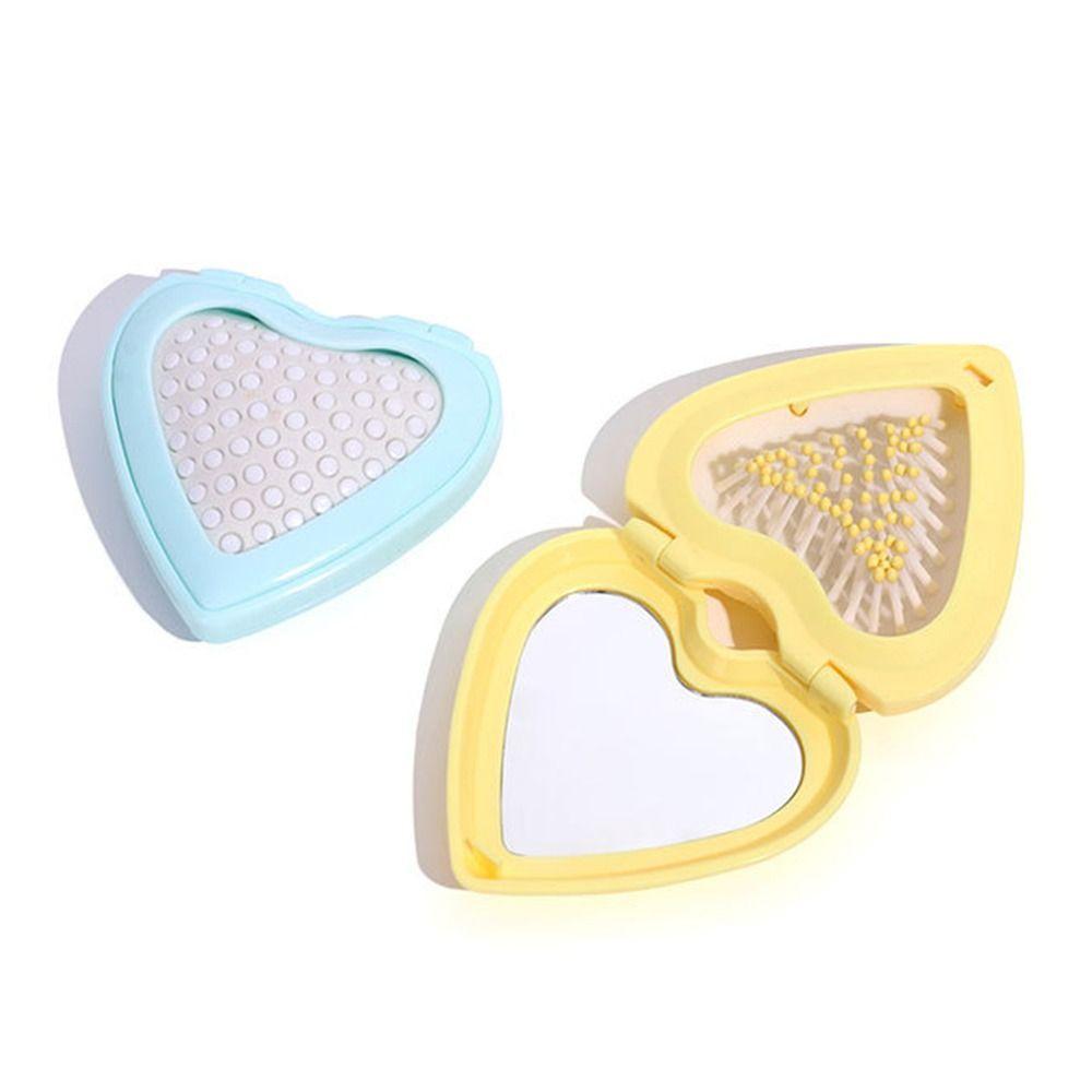 Candy Color Folding Airbag Comb Anti-static Massage Comb Heart Hair Comb with Mirror  Women Girl
