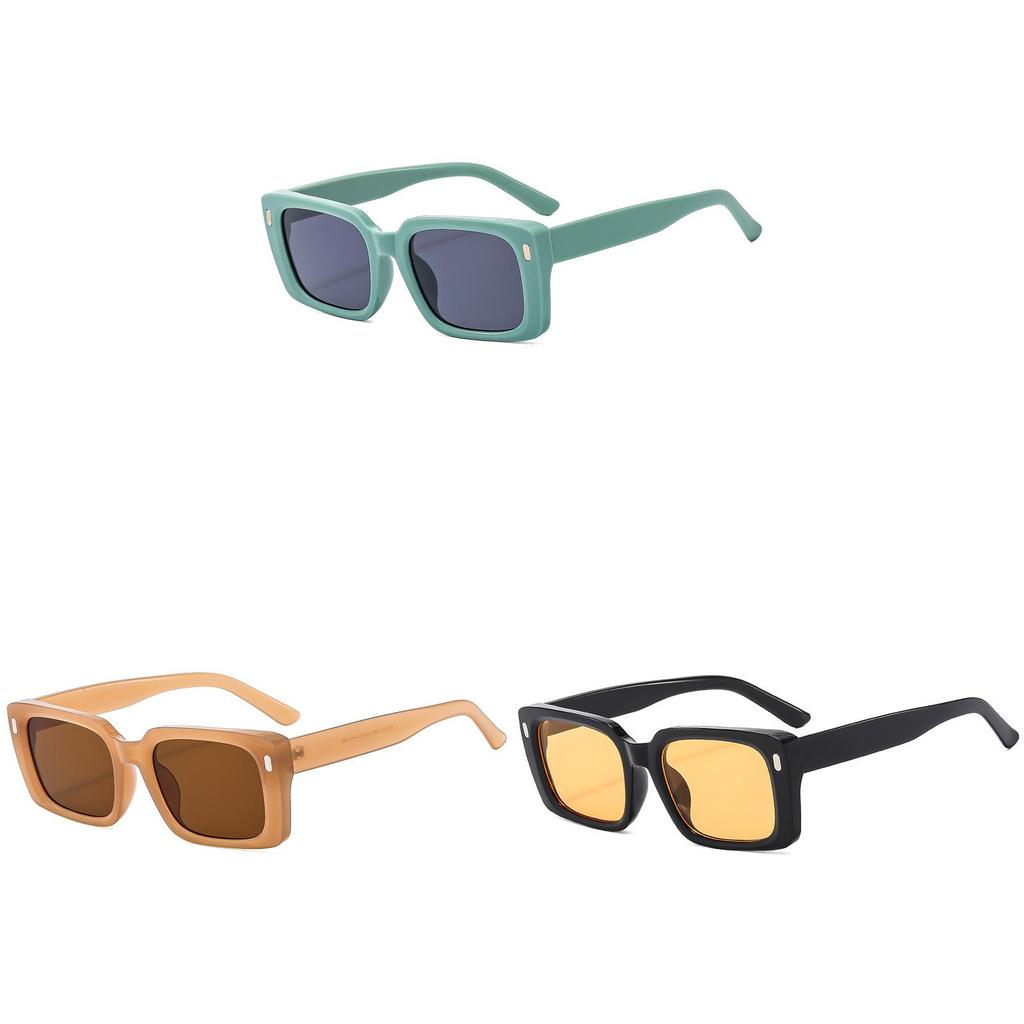 Black Frame Geometric Sunglasses With Yellow Lenses Uv400 For Cycling And Party Wear