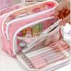 Kawaii Pencil Case Large Capacity Aesthetic Pen Bag Holder Bag Children Pen Case School Office Supplies Korean Stationery