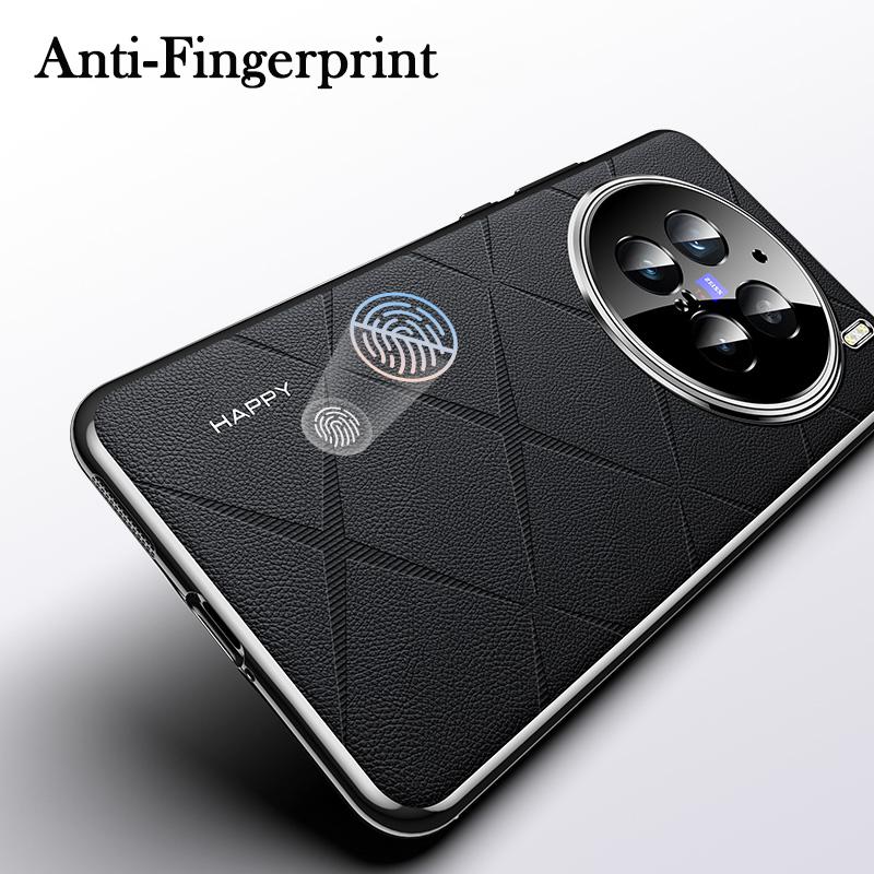 KEYSION Grid Pattern PU Leather Case for VIVO X200 Pro 5G Plating PC Camera Lens Protection Phone Back Cover for VIVO X200 Pro