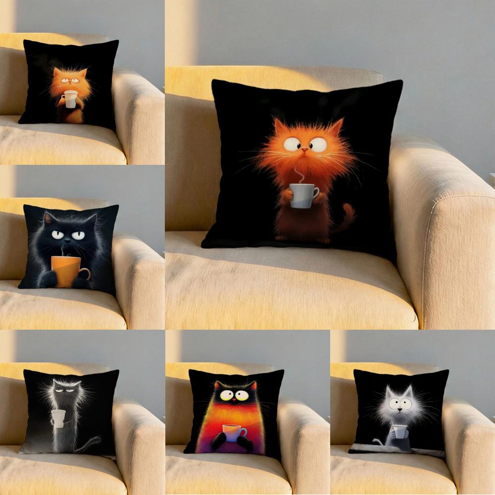 Modern cat Cushion Cover Soft Reversible Durable Pillow Cover MultiScene Use for Home Car Daily Comfort