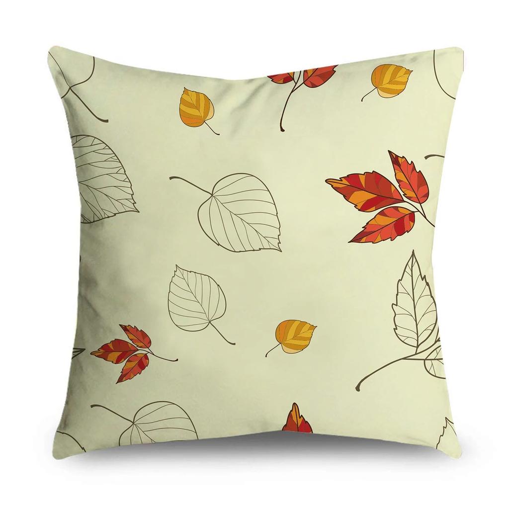 Autumn Cartoon Leaf Pattern Decorative Pillowcase Living Room Office Ornaments Home Pillowcase